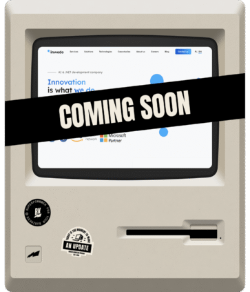 Wizualizacja projektu Inwedo na monitorze z napisem 